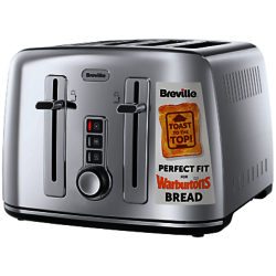 Breville VTT571 Perfect Fit for Warburtons 4-Slice Toaster, Stainless Steel